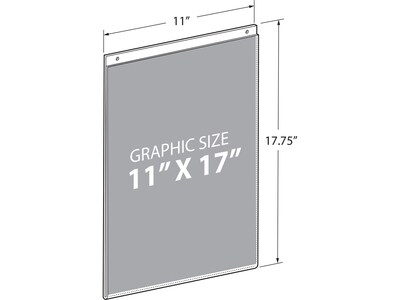 Azar Sign Holder, 11" x 17", Vertical, Wall Mounted, Clear Acrylic, 2/Pack (162708-2PK)