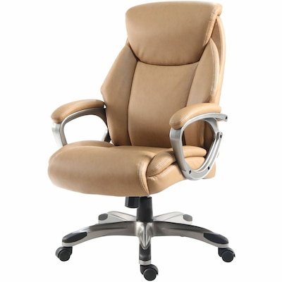 Lorell Kyros Polyurethane Swivel Executive Chair, Caramel (LLR63292)
