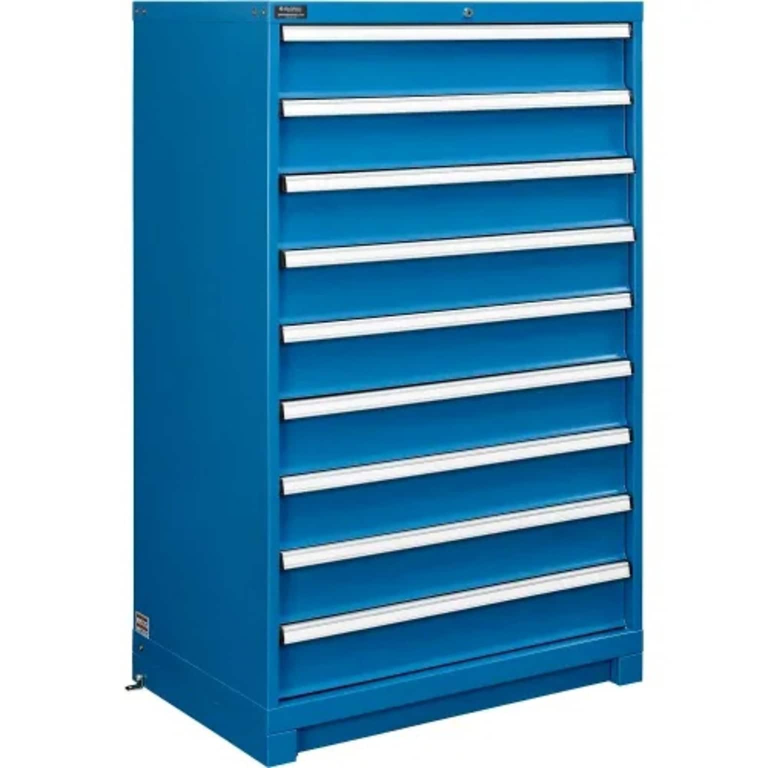Global Industrial Modular 9-Drawer Cabinet w/ Lock, 36W x 24D x 57H, Blue (298450BL)