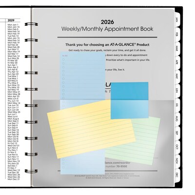 2026 AT-A-GLANCE Move-a-Page 8.75" x 11" Weekly & Monthly Appointment Book, Poly Cover, Black (70-950E-05-26)