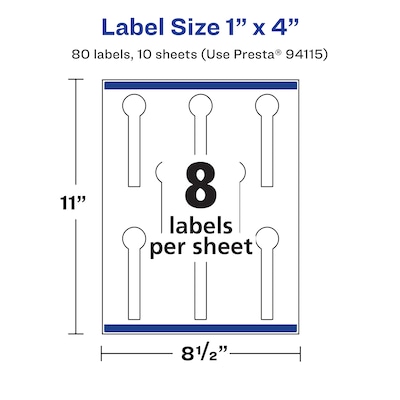 Avery Laser/Inkjet Multipurpose Labels, 4"  x 1", Matte White, 80/Pack (94115)
