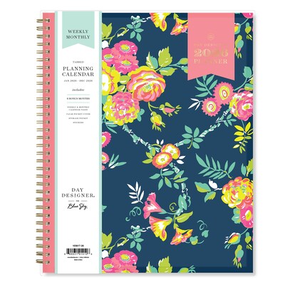 2026 Blue Sky Day Designer Secret Garden 8.5 x 11  Weekly & Monthly Planner, Plastic Cover, Multicolored (140101-26)