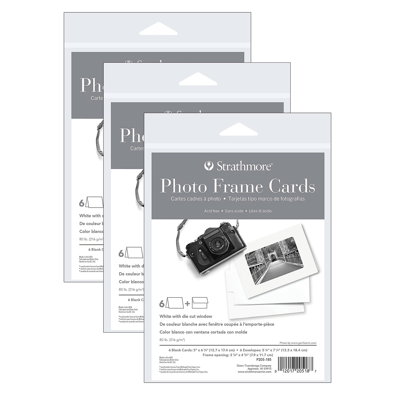 Strathmore Photo Frame Cards & Envelopes, Plain Border, 6.875 x 5, White, 6/Pack, 3 Packs/Bundle (STTP205185-3)