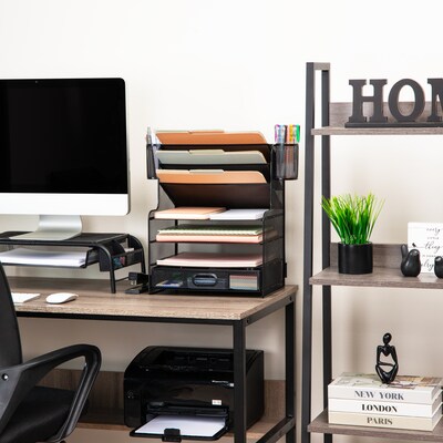 Mind Reader Metal Mesh Desk Organizer, Black (MSUP7C-BLK)