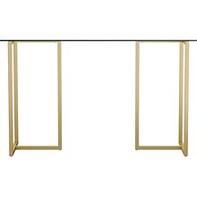 Martha Stewart Eli 47W Glass/Steel Home Office Desk, Clear/Polished Brass (XUDK1GLD)