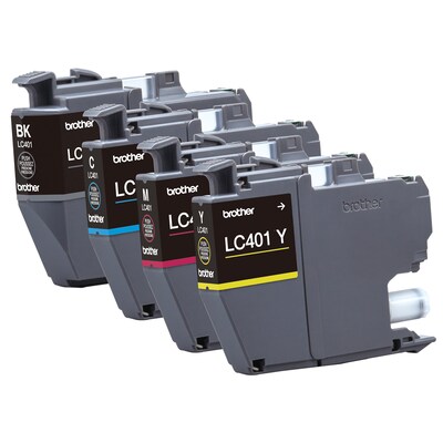 Brother LC401 Black/Cyan/Magenta/Yellow Standard Yield Ink Cartridges, 4/Pack (LC4014PKS)