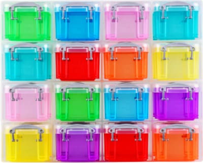 Really Useful Box 0.14 Quart Storage Container with Latching Lid, Plastic, Assorted Colors, Each (0.14 MIXED COLS)