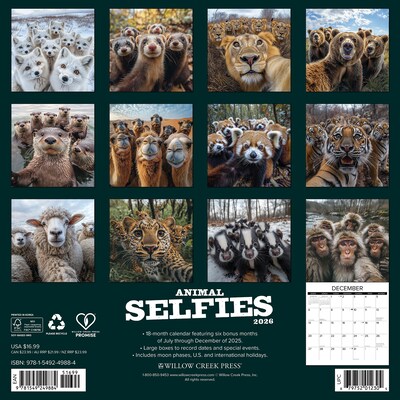 2026 Willow Creek Animal Selfies 12 x 12 Monthly Wall Calendar (49884)