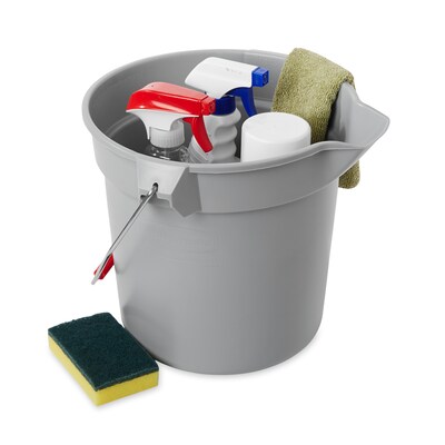 Rubbermaid Brute Plastic Bucket, 10 Quart, Gray (FG296300GRAY)