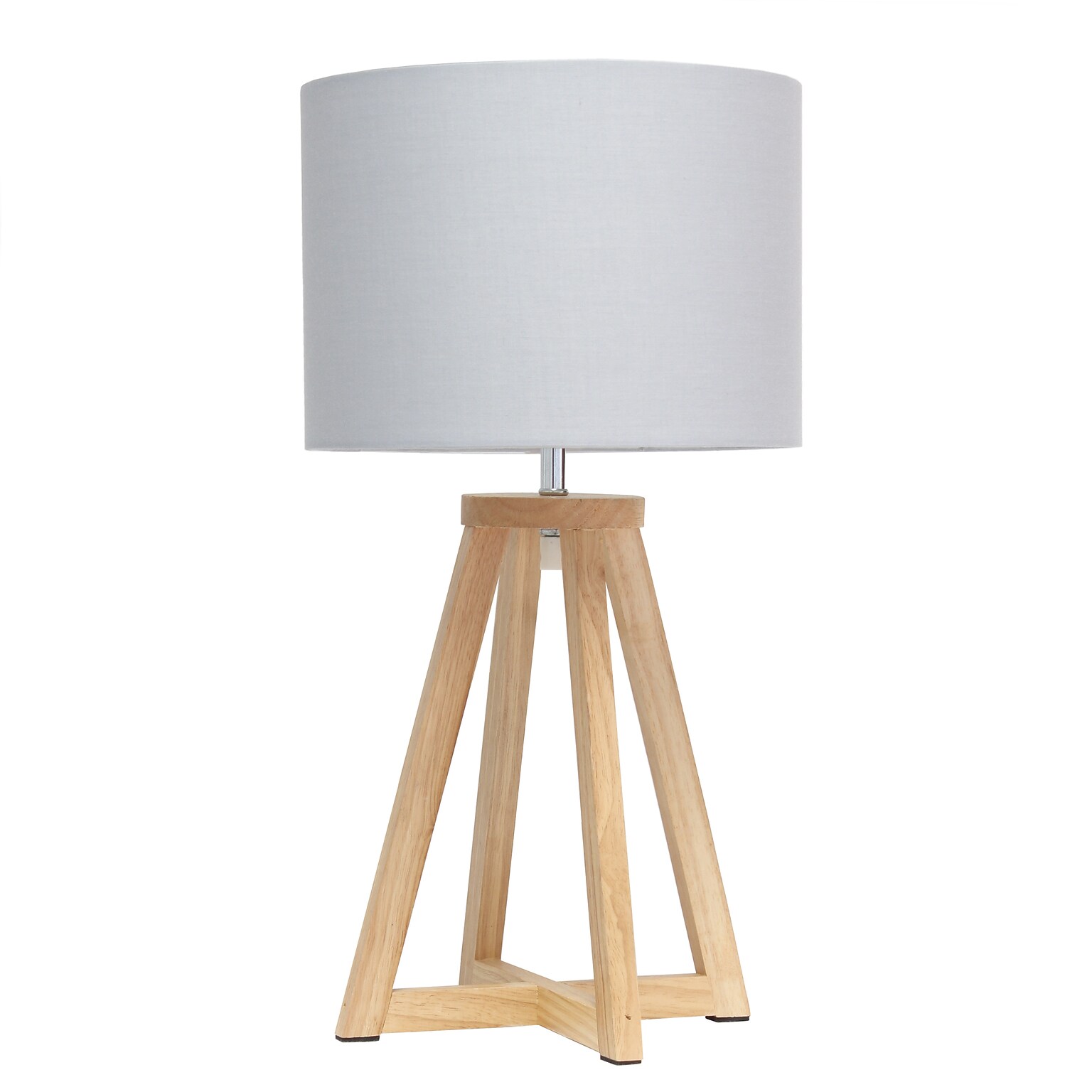 Simple Designs Interlocked Triangular Natural Wood Table Lamp with Gray Fabric Shade (LT1069-NGY)