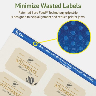 Avery Dissolvable Decorative Edge Multipurpose Labels, 2" x 3", Off-white, 40/Pack (94267)