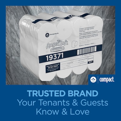 Angel Soft Professional Series Compact Recycled Coreless Toilet Paper, 2-Ply, White, 750 Sheets/Roll, 36 Rolls/Carton (19371)