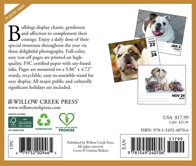 2025 Willow Creek Bulldogs 6 x 5.5 Day-to-Day Calendar, Multicolor (40706)