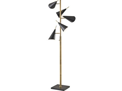 Adesso Owen Tree 71.5 Antique Brass Floor Lamp with 5 Cone Shades (3477-21)