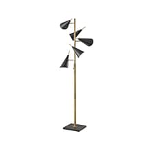 Adesso Owen Tree 71.5 Antique Brass Floor Lamp with 5 Cone Shades (3477-21)