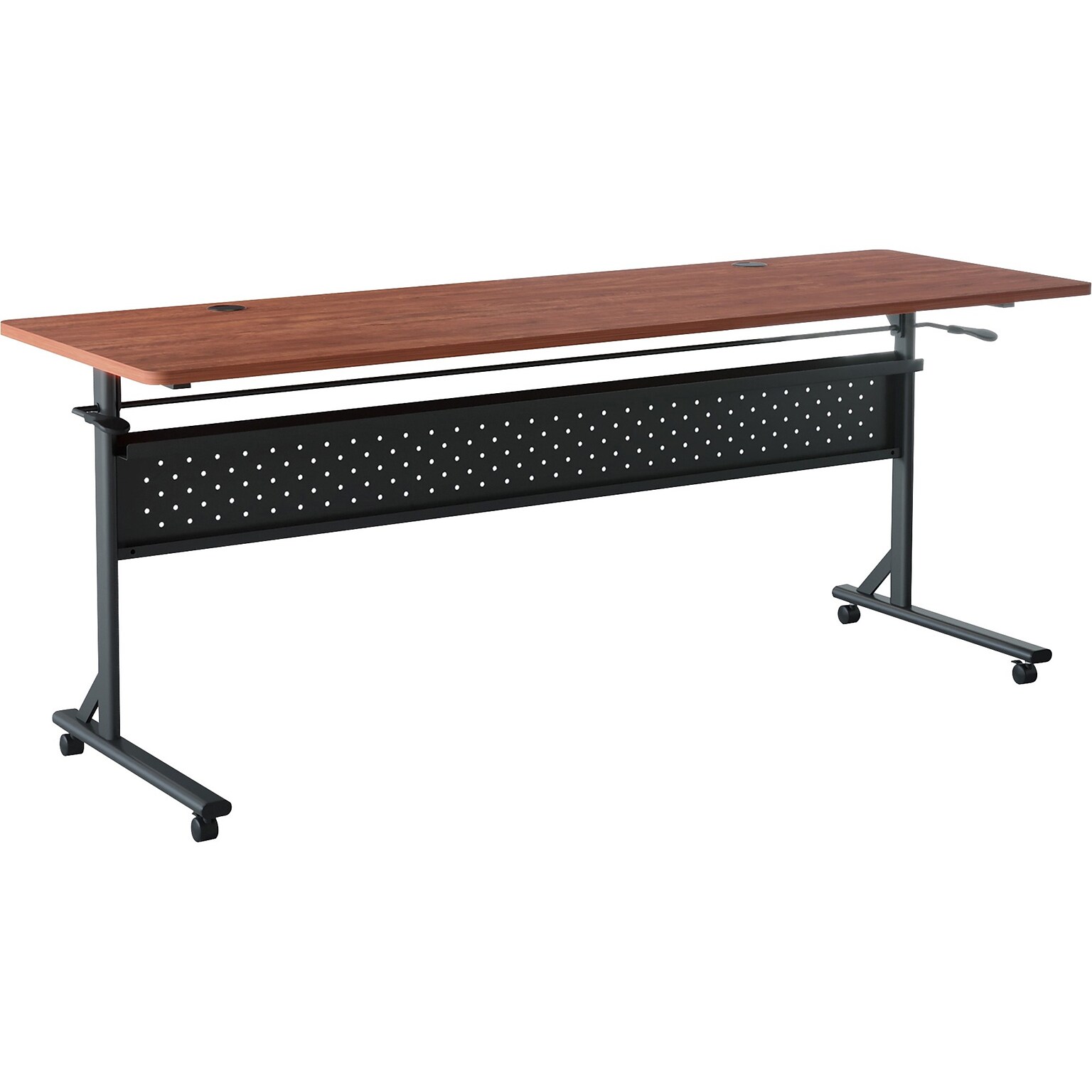 Lorell Shift 2.0 24W x 72D Foldable Flip & Nesting Mobile Table, Laminated, With Wheels, Cherry (LLR60763)