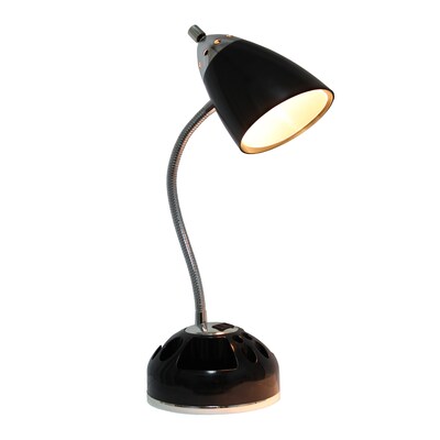 Creekwood Home Sleek Essentials 19.5 Basic Swivel Desk Lamp with Charging Outlet and Storage, Black