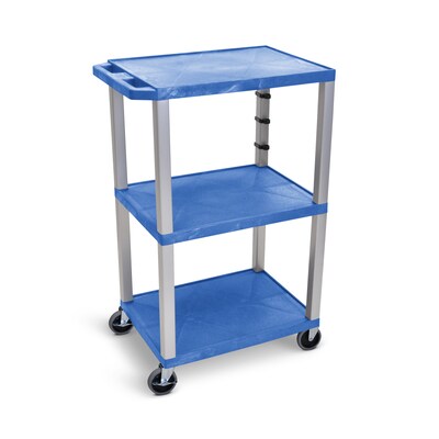 Luxor Tuffy 3-Shelf Polyethylene Utility Cart, Blue (UCPL1BU-N)