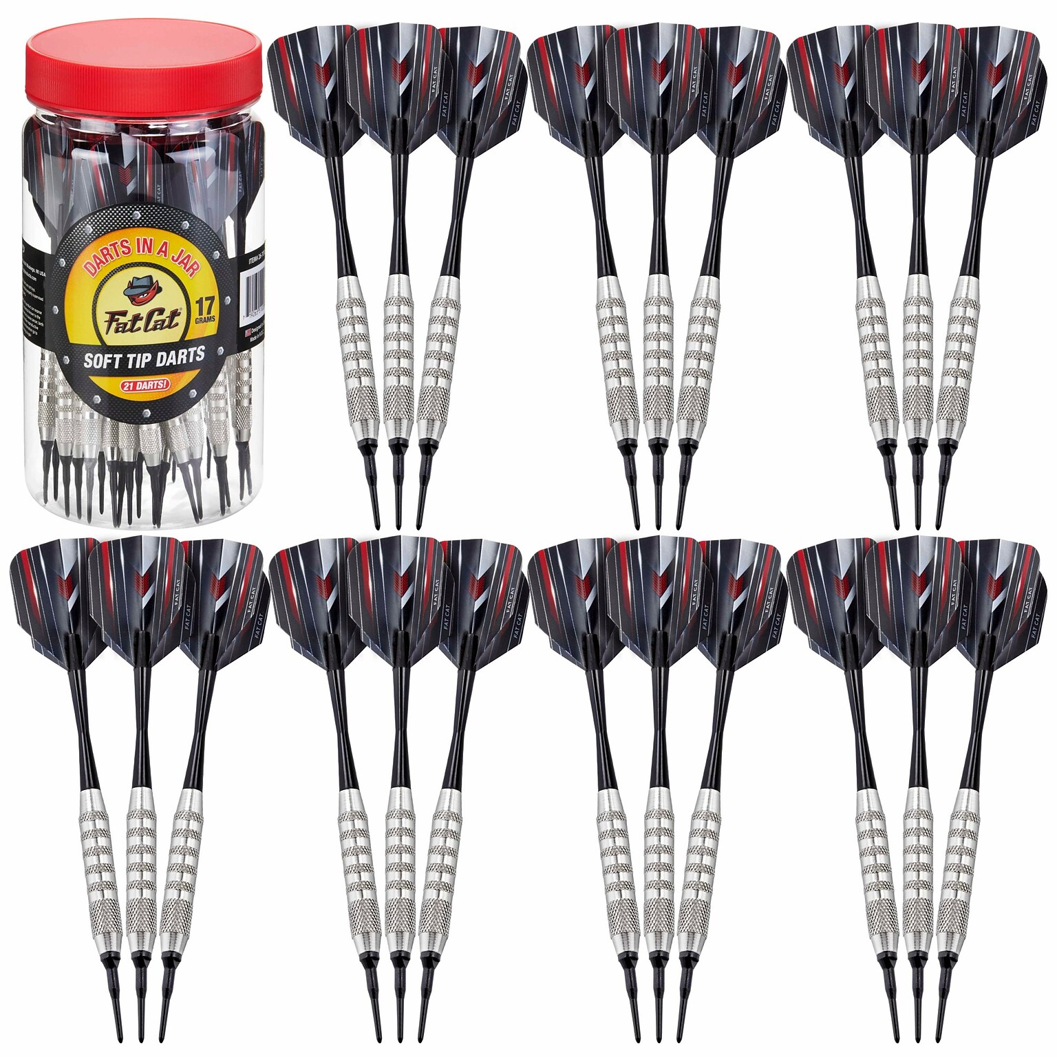 Fat Cat 21 Darts in a Jar Soft Tip, 17 Grams (26-7010)