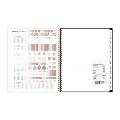 2026-2027 Blue Sky Leopard Black Frosted 8.5" x 11" Academic Weekly & Monthly Planner, Plastic Cover (149046-A27)