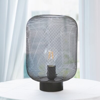 Creekwood Home Mesh Wire 11.8" LED Table Lamp, Black (CWT-1002-BK)