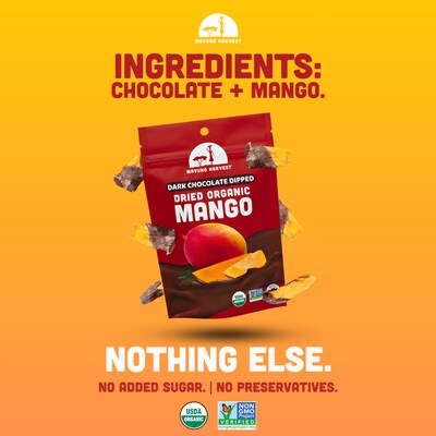 Mavuno Harvest Organic Dried Mango Dipped in Dark Chocolate Fruit Snacks, 1 lb. Bag (MAHW-CMNG1LB)