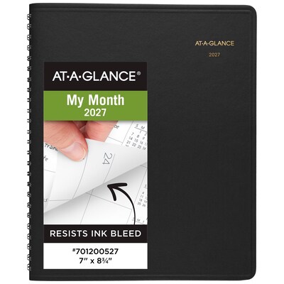2027 AT-A-GLANCE 8 x 8.75 Monthly Planner, Faux Leather Cover, Black (70-120-05-27)
