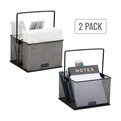 Mind Reader Metal Caddy Countertop Utensil Organizer, Black, 2/Pack (2MESHBASK)