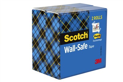 Scotch® Wall-Safe Tape, 3/4" x 22.22 yds., 2 Rolls/Pack (813S6)