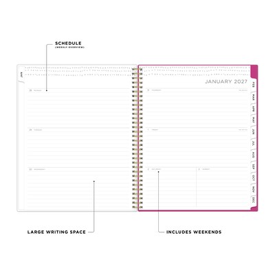 2027 Blue Sky Kelly Ventura Magenta Blooms 8.5 x 11 Calendar Year Weekly & Monthly Standard Planner, Plastic Cover