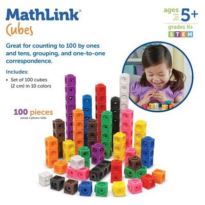 Learning Resources® Mathlink Cubes, 100/Set (LER4285)