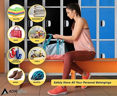 AdirOffice 72"H 3-Tier Blue Storage Locker (ADI629-203-BLU-DL)