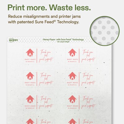 Avery Hemp Rectangle Laser/Inkjet Multipurpose Labels, 1-1/2" x 2-3/4", Off-White (400/Box)