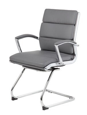 Boss CaressoftPlus Vinyl Guest Chair, Gray (B9479-GY)