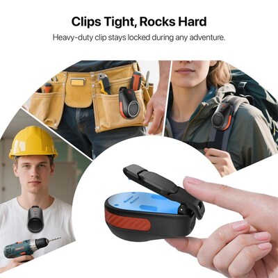 Clip-On Wearable Wireless Speaker Ultra-Light IPX6 Waterproof Black Orange