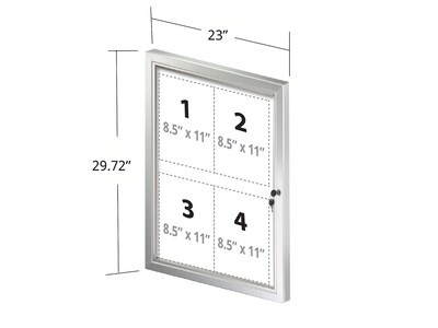 Azar Sign Holder, 8.5 x 11, Vertical, Wall Mounted, Silver/White Aluminum (300226)