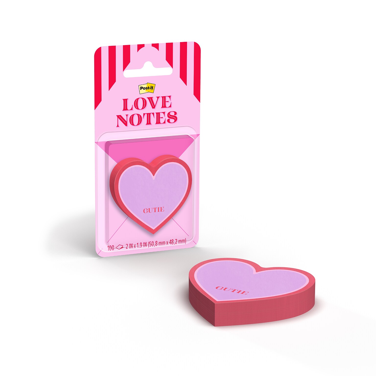 Post-it Notes, 2 x 2 Heart, Love Notes Collection, 100 Sheet/Pad (SVAL26-HN-5)