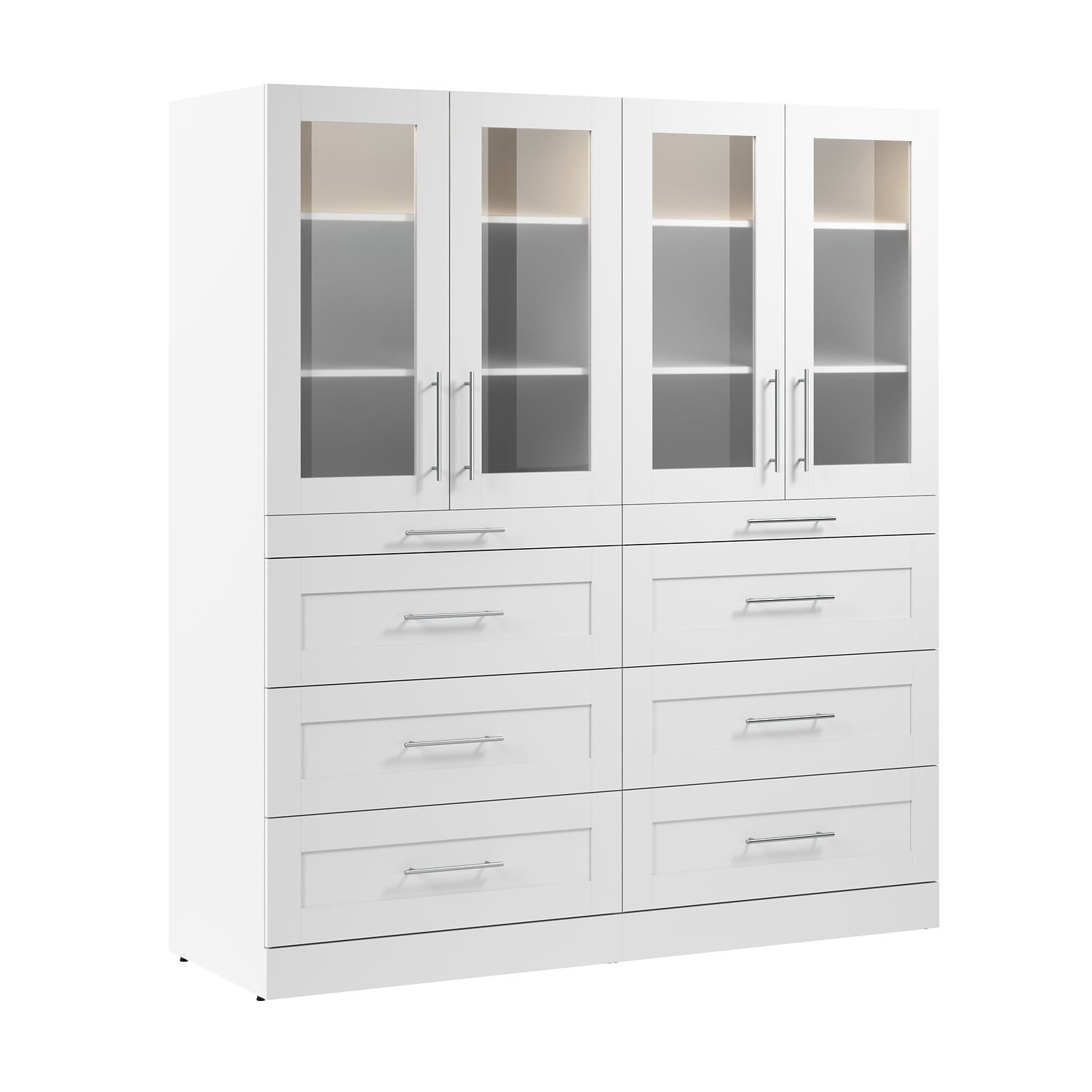 Bestar Florence Walk-In Closet System, 10 Shelves, 8 Drawers, 71W x 25D, White (127614-000017)