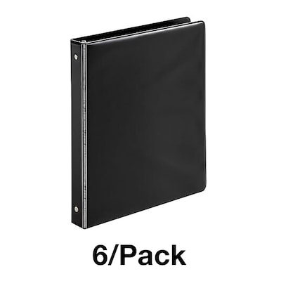 Quill Brand® Standard 1" 3 Ring Non View Binder, Black, 6/Pack