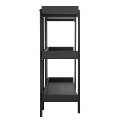 Martha Stewart Emmett 35" 3-Shelf Storage Display Unit Bookcase, Black Engineered Wood/Oil-Rubbed Bronze Metal (JN2542B3BKBK)