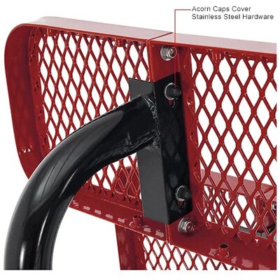 Global Industrial 4' Outdoor Steel Bench w/ Backrest, Expanded Metal, Red (695743RD)