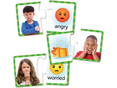Learning Resources Feelings & Emotions Puzzle Cards, Assorted Colors, 24/Box (LER6091)