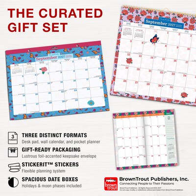 2027 BrownTrout Frida Kahlo 14.25" x 13" Monthly Calendar, Assorted Colors (9798330716173)