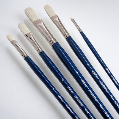 Silver Brush Bristlon Long Filbert Brushes, 5/Pack (SLVBR1953)