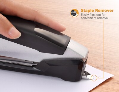 Bostitch InPower® Spring-Powered Desktop Stapler, 28-Sheets, Silver/Black (ACF1110)