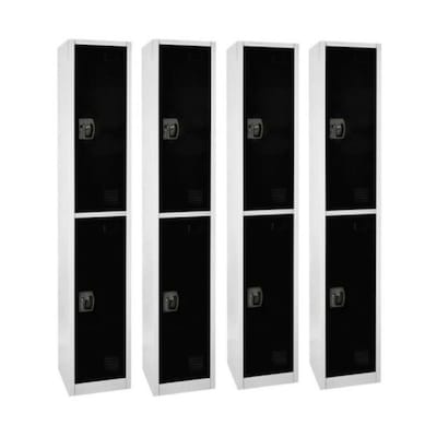 AdirOffice 72 2-Tier Key Lock Black Steel Storage Locker, 4/Pack (629-202-BLK-4PK)