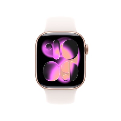 Apple Watch Series 11 GPS + Cellular Smartwatch, 42mm, Rose Gold Aluminum Case, Light Blush Sport Band, Medium/Large (MF8F4LW/A)