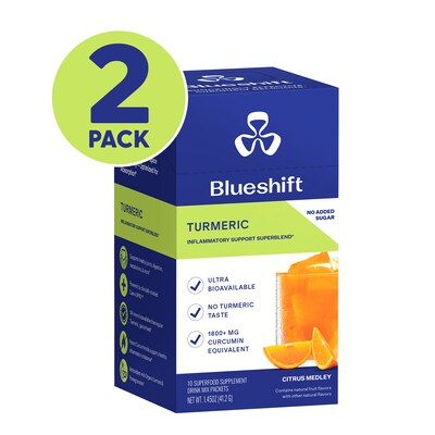 Blueshift Turmeric Citrus Medley Powder Drink Mix, 10/Packets/Box, 2/Box (600-04166)