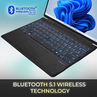 Adesso Aluminum 13" Portable Bluetooth Keyboard/Cover Case for Microsoft Surface Pro 8 & 9 & 10 & 11, Black (WKB-7040)