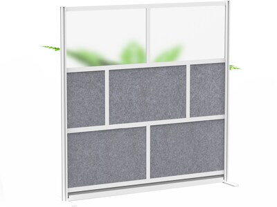 Luxor Modular Room Divider Starter Wall, 70"H x 70"W, Gray PET/Frosted Acrylic (MW-7070-FCG)